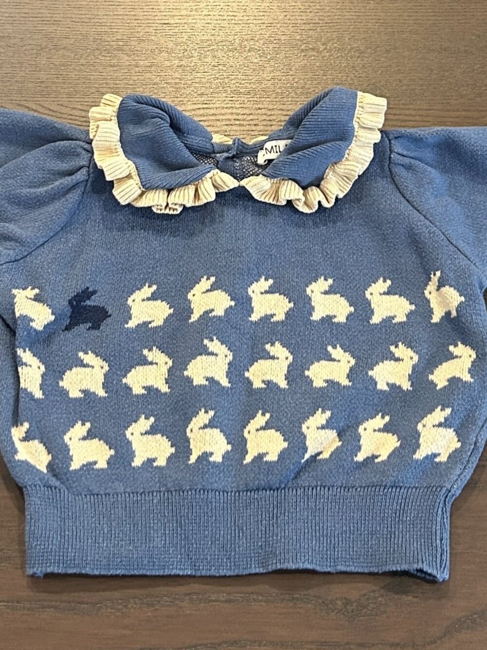 Emilie et Ida Pullover Cotton Sweater Lapin Bleu 12M